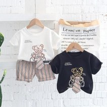 바로배송 유로베어셋트 유아 남아 등원룩 곰돌이 상하세트 귀여운스타일 포인트코디 아들
