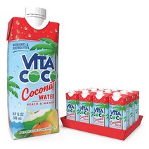 비타 코코 코코넛 워터 500ml 12팩 피치 망고맛 Vita Coco Coconut Water Peach & Mango 16.9 Oz