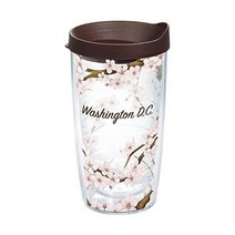 Tervis Washington DC Cherry Blossom Made in USA 이중벽 절연 텀블러 여행용 컵 음료를 차갑고 뜨겁게 유지 16oz Cherry Blosso, 갈색, 16온스