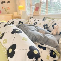 한국계 잔꽃 순면 4종 세트 피부 친화 잔청 학생 기숙사 침대 3종 세트 이불 커버 도매