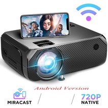 가정용빔프로젝터 캠핑용 미니 스마트 휴대용 회의용 천장 crenova gc55 6000 루멘 19201080p 지원 led 비디오 비머 휴대 미러링 안드로이드 옵션, 안드로이드 버전, au 플러그