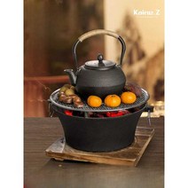 숯불 난로 가정용 야외용, 29.5cm화로 + 나무받침 세트
