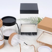원통 사각 선물 포장 케이스 투명 상자 디퓨저 캔들 향수, 색상/사이즈, 사각 10x12cm 블랙