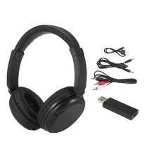 dodocool 무선 헤드폰 송신기 3.5mm 및 RCA 유선 헤드셋 지원 PC 전화 음악 이어폰, Black, KST-900ST