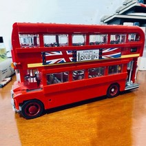 레고호환 버스 재고 있음 BusforLondon 런던 빌딩 블록에 의해 설계된 더블 데커 버스 벽돌 완구 키트 Model1711PCS 10258 21045 1266 레고 10258, 종이 설명서 상자 없음