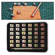 36pcs 가죽 편지 번호 스탬프 세트 가죽 엠보싱 키트 가죽 알파벳 조각 펀치 도구 diy 수제 가죽 아트
