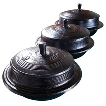 일오삼 무쇠 통주물 가마솥 2인용 16cm 한국산, 블랙