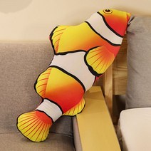 물고기 4종 성인 바디필로우 애착 인형 안고자는 긴 대형 배개 쿠션, 흰 동가리