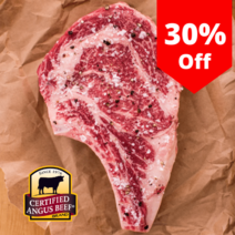 [냉장 숙성] 블랙앵거스 프라임급 토마호크 스테이크 Tomahawk Steak 립아이 Bone in Ribeye 꽃등심 새우살 우대갈비, 600g (가정용 뼈를 자른 짧은 컷)