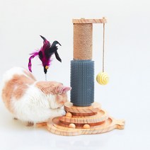애블리즈 고양이 캣닢볼 원목 장난감 아기고양이 냥냥펀치 토이볼 스크래쳐, 피쉬 캣닢공 3단스크래쳐