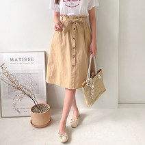 주디앤 몬트 여성 앞단추 리본 스커트