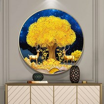 큐빅 DIY 비즈 돈나무 금전수 풍수 인테리어 보석 십자수 재료 그림, 70x70cm