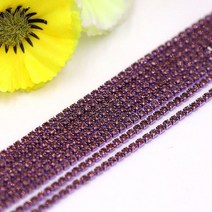 크리스탈 유리 라인석 체인 with colorful bottom saw on stone cup chain gule on rhinestone trim diy accessories, lt.자수정, 2mm-1야드