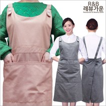 레뷰가운 AE316 자몽 랩 앞치마 큰주머니 끈조절 서빙 바리스타, AE316 검정체크L