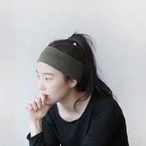 프리칼로 [1+1] 헤어밴드 남자 여자 스포츠 요가 반다나 운동 터번, 무지밴드-카키, 무지밴드-브라운