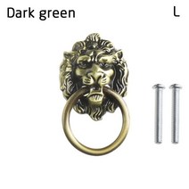 터닝도어손잡이 카보 숑 옷장 서랍 청동 색 복고풍 가구 손잡이 문 당김 사자 머리 합금, 04 dark green-L