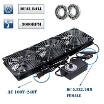120mm 3000rpm 팬 냉각 컨트롤러 포함 12cm 12v 220v btc 기계 섀시 워크스테이션 캐비닛 라디에이터 서버 팬, 3 팬 듀얼 볼, 미국 플러그