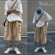 7부팬츠 ins 와이드 카고팬츠 P55