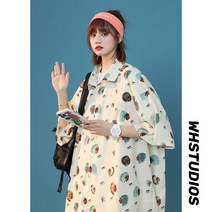 여자 하와이안셔츠 유재석 원피스 셔츠 반팔 얇은 하와이안셔츠 남성 바캉스 여자 커플룩 남자