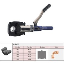 유압프레스 유압 구리 파이프 프레스 도구 HT-1950 피팅 수리 Pex 클램핑 U TH M V 다이, 06 M12.15.18.22.28