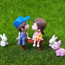비오스 벤치뽀뽀 커플 피규어 3종세트 (블루) 테라리움