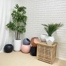 루아데코 마블 공 오각 원형 가로줄 공 화분 공모양화분 달항아리 마블 볼 동글 인테리어 셀프 분갈이 모던 거실 카페, 브라운