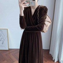 L.ONLINE SHOP여성 가을 겨울 롱원피스 벨벳 긴팔 원피스 빅사이즈 원피스 하객룩 트위드원피스 쉬폰원피스 뷔스티에원피스