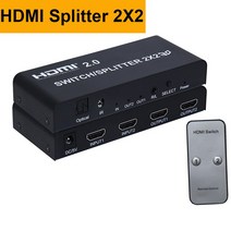스플리터 HDMI 2.0 분배기 Toslink Axu 포트 5.1 CH HDR 스위처 PS5 PS4 프로 애플 TV용 4K 60HZ 1X2, [02] HDMI Splitter 2X2, [05] UK power supply