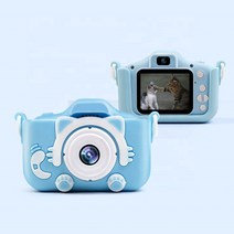 국내배송 한국어 지원 어린이 고양이카메라 디지털카메라 캠코더 게임기 선물용 강추 추천, 블루, 미구매