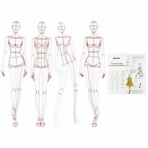 EXTCCT 패션 드로잉 템플릿 눈금자 세트 여성용 바느질 휴머노이드 패턴 디자인 의류 측정 프렌치 커브 A4 종이 초안
