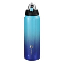 꾸미고 FJbottle 스테인리스 스틸 물병 절연 보온병 플라스크 누출 방지 BPA 프리 학교 스포츠 체육관 사이클링 600ml 21oz No.37191, Gradient Blue, Gradient Blue