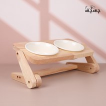 애구애구 강아지 고양이 밥그릇 원목 자유조절 식기, 2. 민트 2구