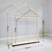 아기옷행거 행거 옷가게 아이방꾸미기 원목 선반 수납 정리 키즈 매장 아동복, E.소나무 120X30X160cm