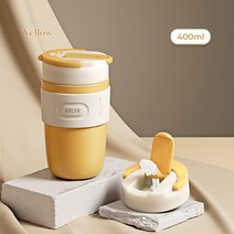 세라믹 라이너 열 낯 짝 316 스테인레스 스틸 열 병 커피에 대 한 빨 대 물병으로 오래 지속 열 보존, 400ml, Yellow