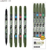 [라인플러스] 물로 지우는 수성 OHP펜 4색 세트 MF(둥근닙+파인닙)