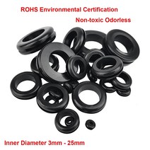고무바킹 고무링 부싱 와셔 10pcs 양면 rohs 그로밋 전기 상자 입구출구 케이블, 검은색, 22mm x 29mm