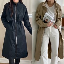 매일리룩 여성 허리 스트링 루즈핏 봄 가을 롱 야상 점퍼