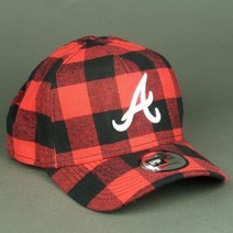 New Era 애틀란타 브레이브스 Buffalo Plaid 스냅백 모자 레드/블랙 색상