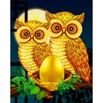 FASEN DIY 보석십자수 캔버스 형액자 세트 40 x 50cm, 40*50 cm, K049 부엉이 황금알입니다
