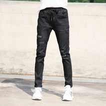 워싱블랙 슬림일자 스판 밴딩청바지 여성 데님 가을청바지 블랙진