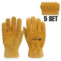 카멜로 KameLo 족장 현장 작업장갑 가죽 용접 알곤장갑 가시 캠핑 불멍 바베큐 용접장갑 화로대 701-YL 5세트