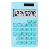 학생 계산기 책상 큰 버튼이있는 사무실 전자 계산기 듀얼 파워 핸드 헬드, bluegreen