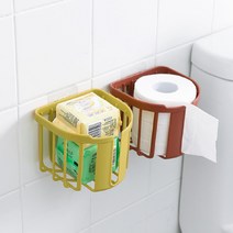 6색 벽안뚫고 붙이는 홀더 벽걸이 접착식 무타공 휴지걸이 공중부양홀더 두루마리 걸이 휴지 홀더 거치 수납 욕실용품 선반 DJ 30521614, 레드+레드