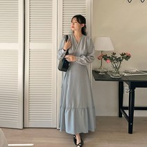 니프링 랩스타일 프릴 롱 원피스
