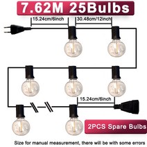 페어리 스트링 라이트 G40 LED 글로브 파티 화환 웨딩 따뜻한 조명 야외 뒷마당 파티오, 7.62M25Bulbs_CHINA | EU 플러그, 1.7.62M25Bulbs - EU 플러그