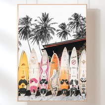서핑 보드 해변의 바캉스 Surfer 파도타기 오두막 바다 사진 인테리어 액자, 05. 화이트