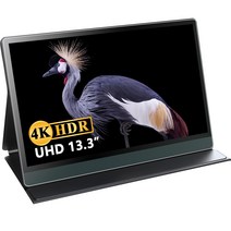 포터블 모니터 휴대용 4K 13.3 인치 IPS HDR 게임 디스플레이 sRGB FreeSync 듀얼 스피커 HDMI USB C Xbox PS4 PC 호환, EU 플러그, 04 EU 플러그