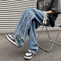 남녀공용 스타 자수 패치워크 청바지