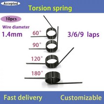 스프링 V 자형 비틀림 클립 와이어 직경 1.4mm 65Mn 스틸 각도 60 도 90 120/180 10 개, [02] 1.4mm(90 degrees), [02] 7.5mm(10pcs), [02] 8.4mm(6 laps )