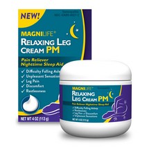 MagniLife 릴랙싱 레그 크림 PM 통증 및 하지 불안 증후군 완화 라벤더와 마그네슘으로 다리 발 종아리 허벅지 경련 및 근육통 완화 크림 4oz